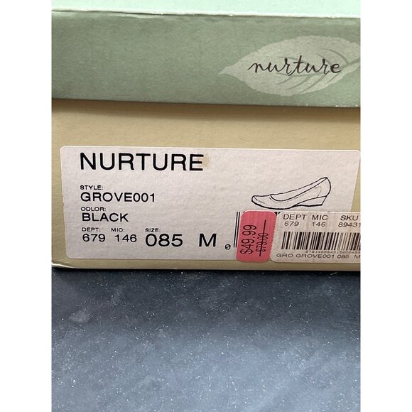 Nurture Black Leather Wedge Shoes Grove001 Womens Size 8.5 Comfortable Cushioned - Picture 3 of 9